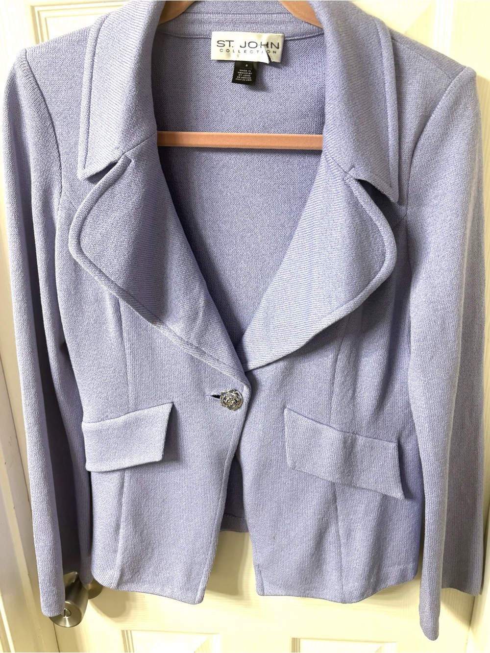 ST JOHN COLLECTION  Light LAVENDER SANTANA KNIT JACKET-sz 6